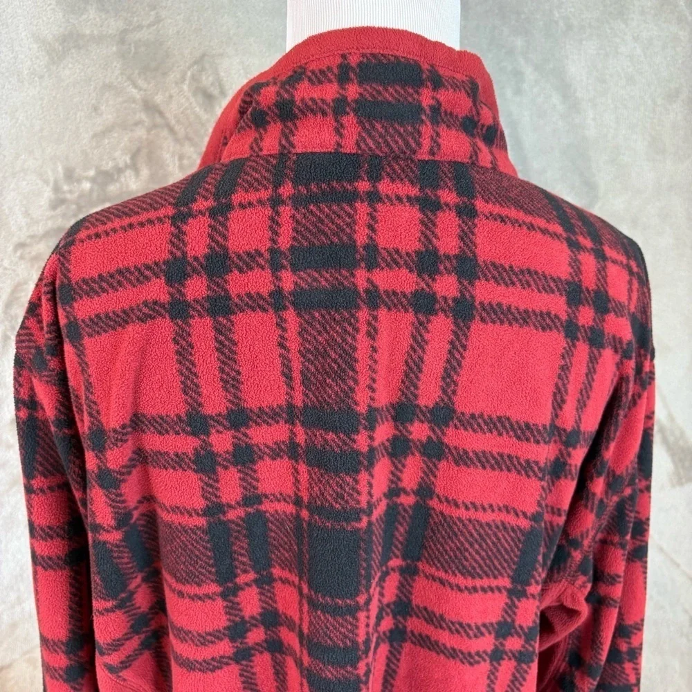 Womens Columbia Pullover Jacket Sz Large Red Black Plaid Quarter Zip